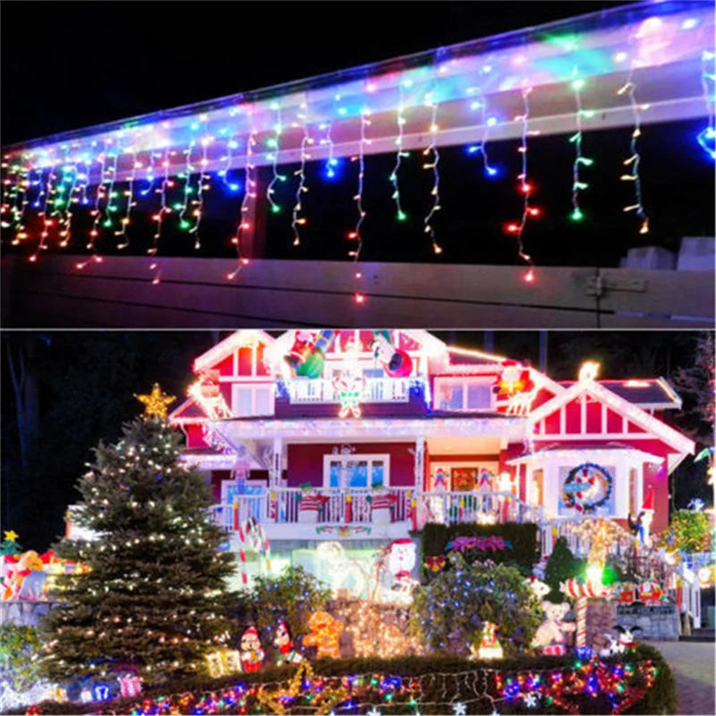 Christmas Lights Waterfall Outdoor falling strings.