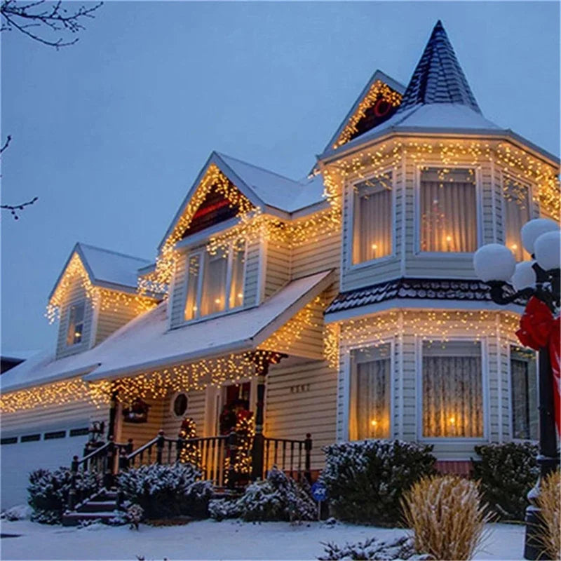 Christmas Lights Waterfall Outdoor falling strings.