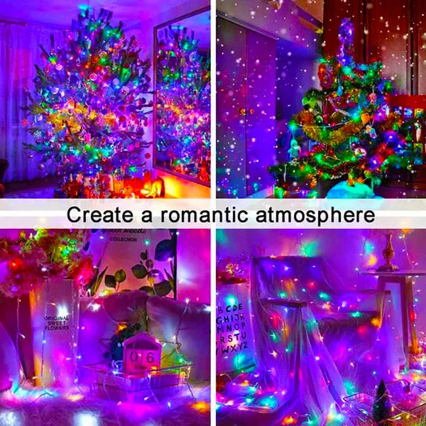 4Pack 400 LED Solar Light Outdoor Lamp String Lights For Holiday Christmas Party Waterproof Fairy Lights Garden Garland Copper.