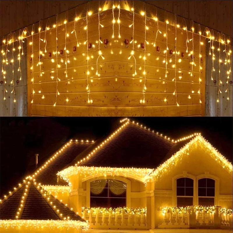 Christmas Lights Waterfall Outdoor falling strings.