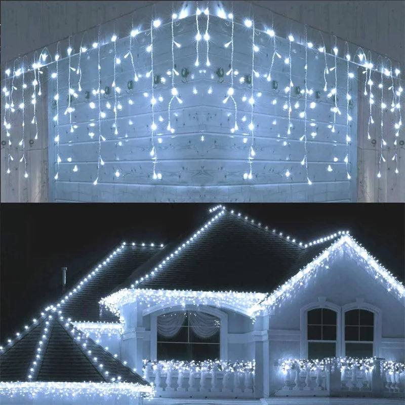 Christmas Lights Waterfall Outdoor falling strings.