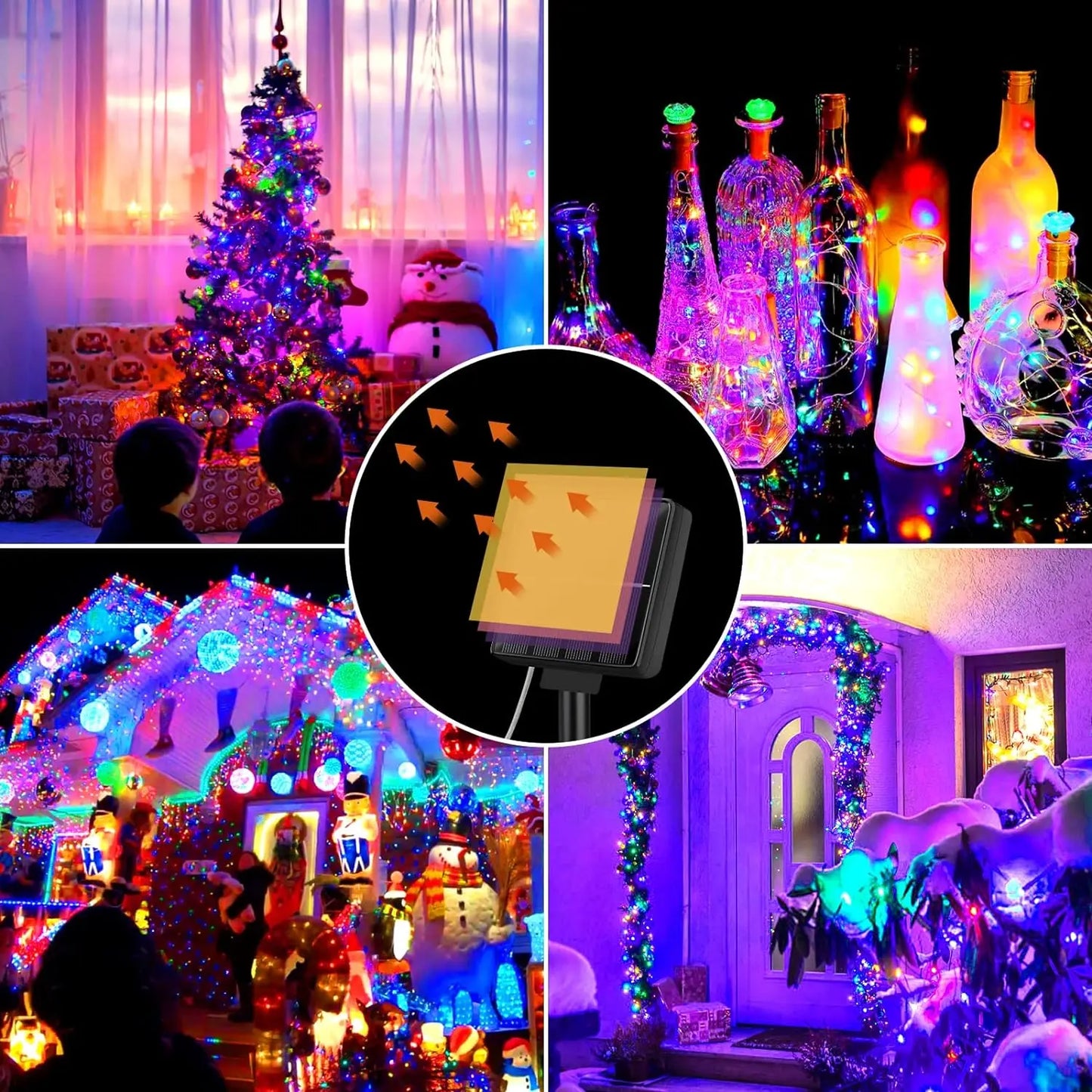 4Pack 400 LED Solar Light Outdoor Lamp String Lights For Holiday Christmas Party Waterproof Fairy Lights Garden Garland Copper.