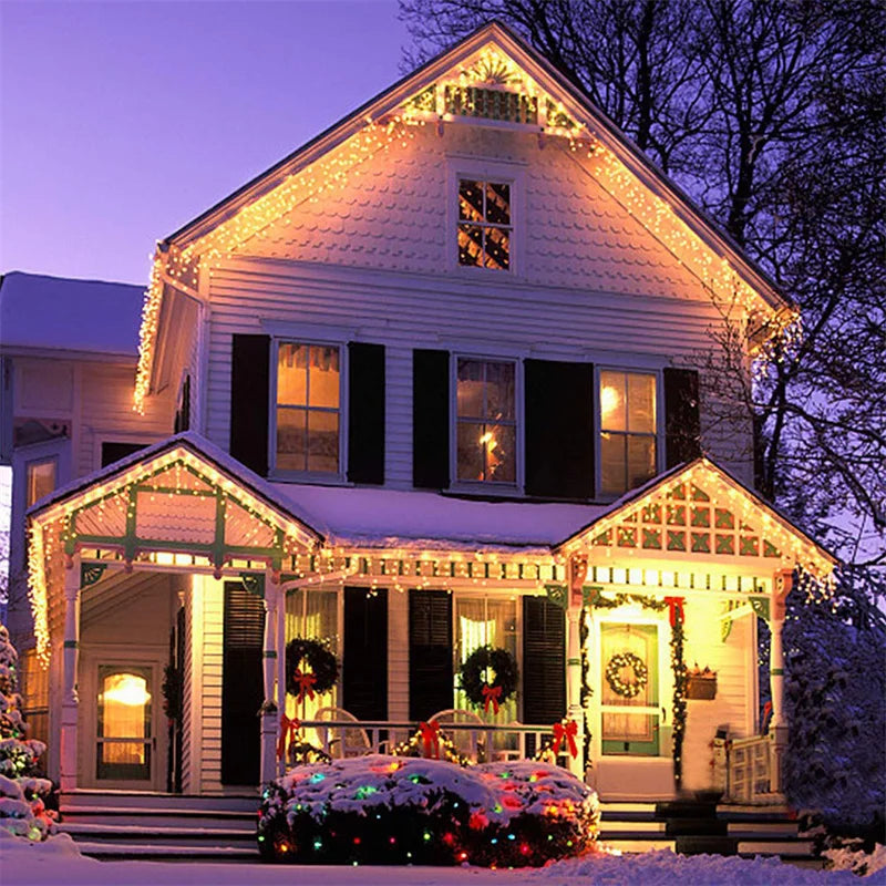 Christmas Lights Waterfall Outdoor falling strings.