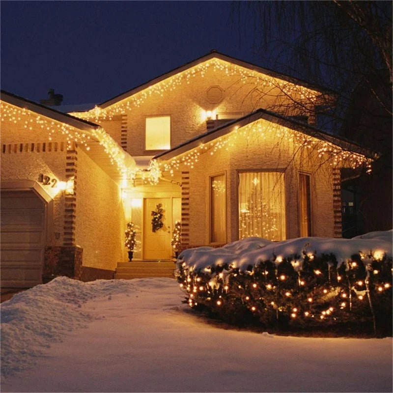 Christmas Lights Waterfall Outdoor falling strings.