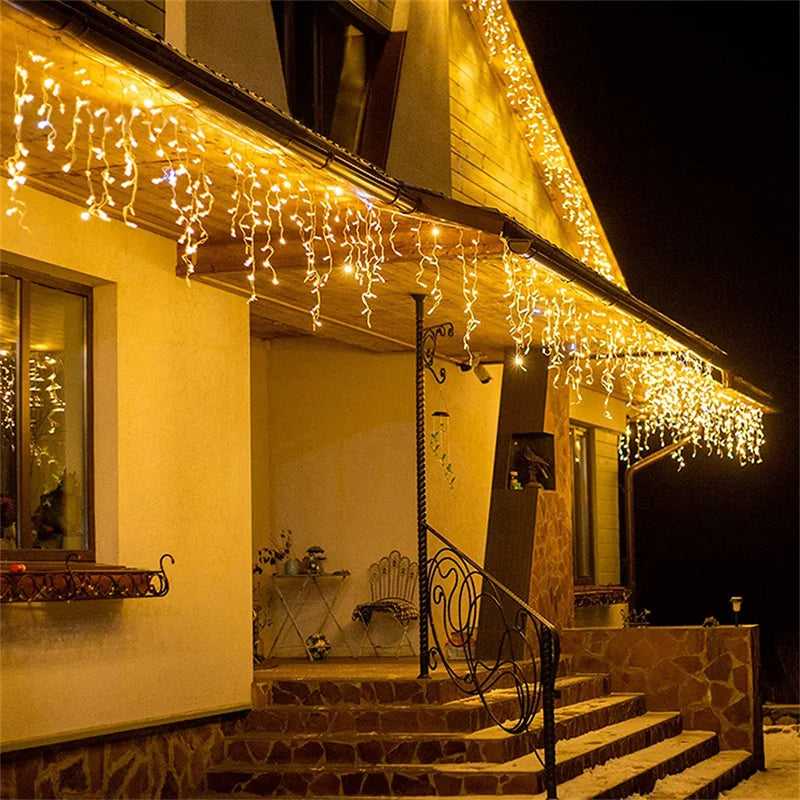 Christmas Lights Waterfall Outdoor falling strings.