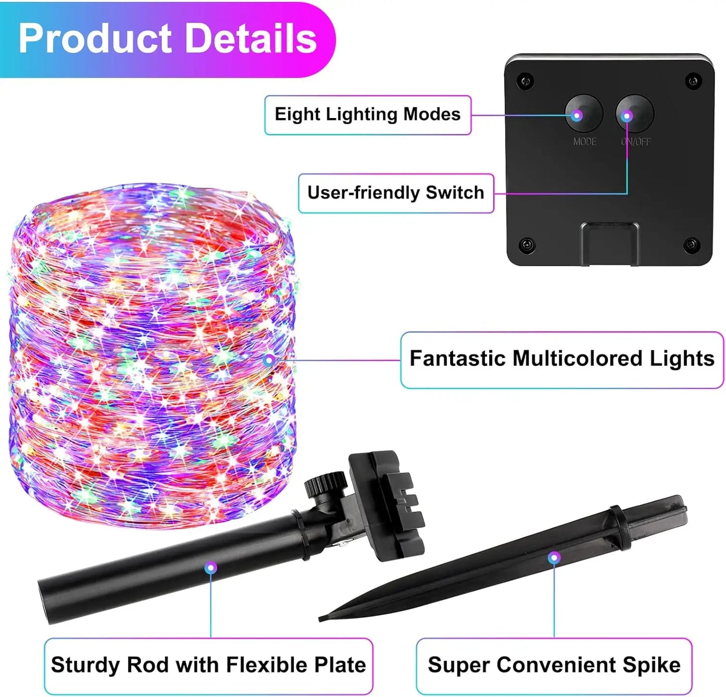 4Pack 400 LED Solar Light Outdoor Lamp String Lights For Holiday Christmas Party Waterproof Fairy Lights Garden Garland Copper.