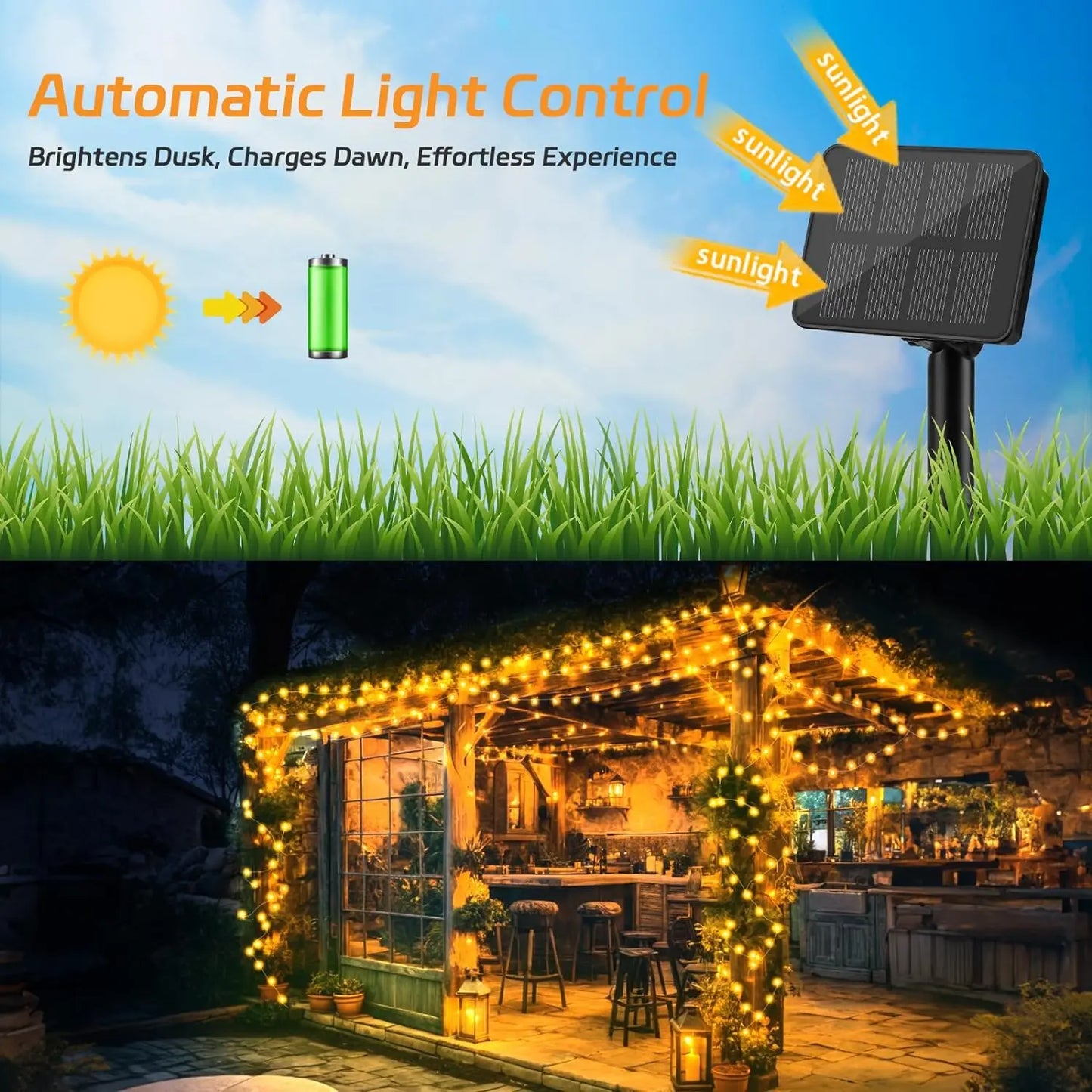 4Pack 400 LED Solar Light Outdoor Lamp String Lights For Holiday Christmas Party Waterproof Fairy Lights Garden Garland Copper.