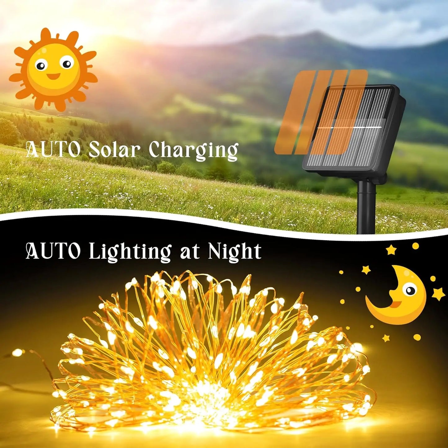 4Pack 400 LED Solar Light Outdoor Lamp String Lights For Holiday Christmas Party Waterproof Fairy Lights Garden Garland Copper.