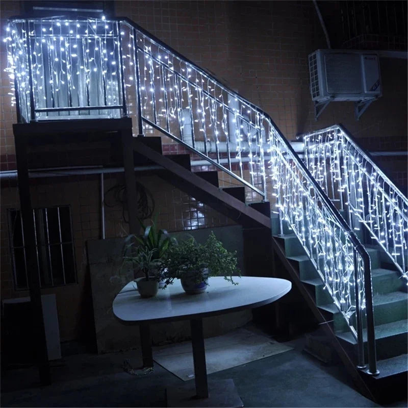 Christmas Lights Waterfall Outdoor falling strings.